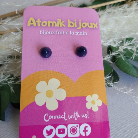 Handmade blue polymer clay earrings. Boucles d'oreilles fait à la main - Picture 2 of 9